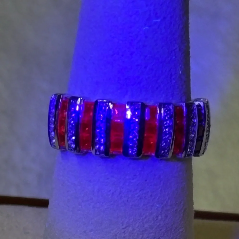 1.5 CTW Ruby Ring White Sapphire 925 Sterling Silver